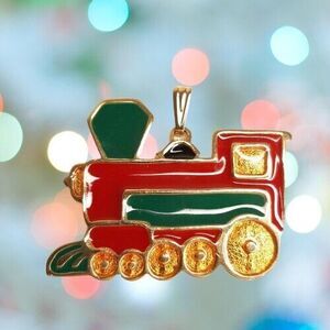TRAIN Wallace Silversmiths Cookie Christmas Pewter Ornament Pendant Vtg